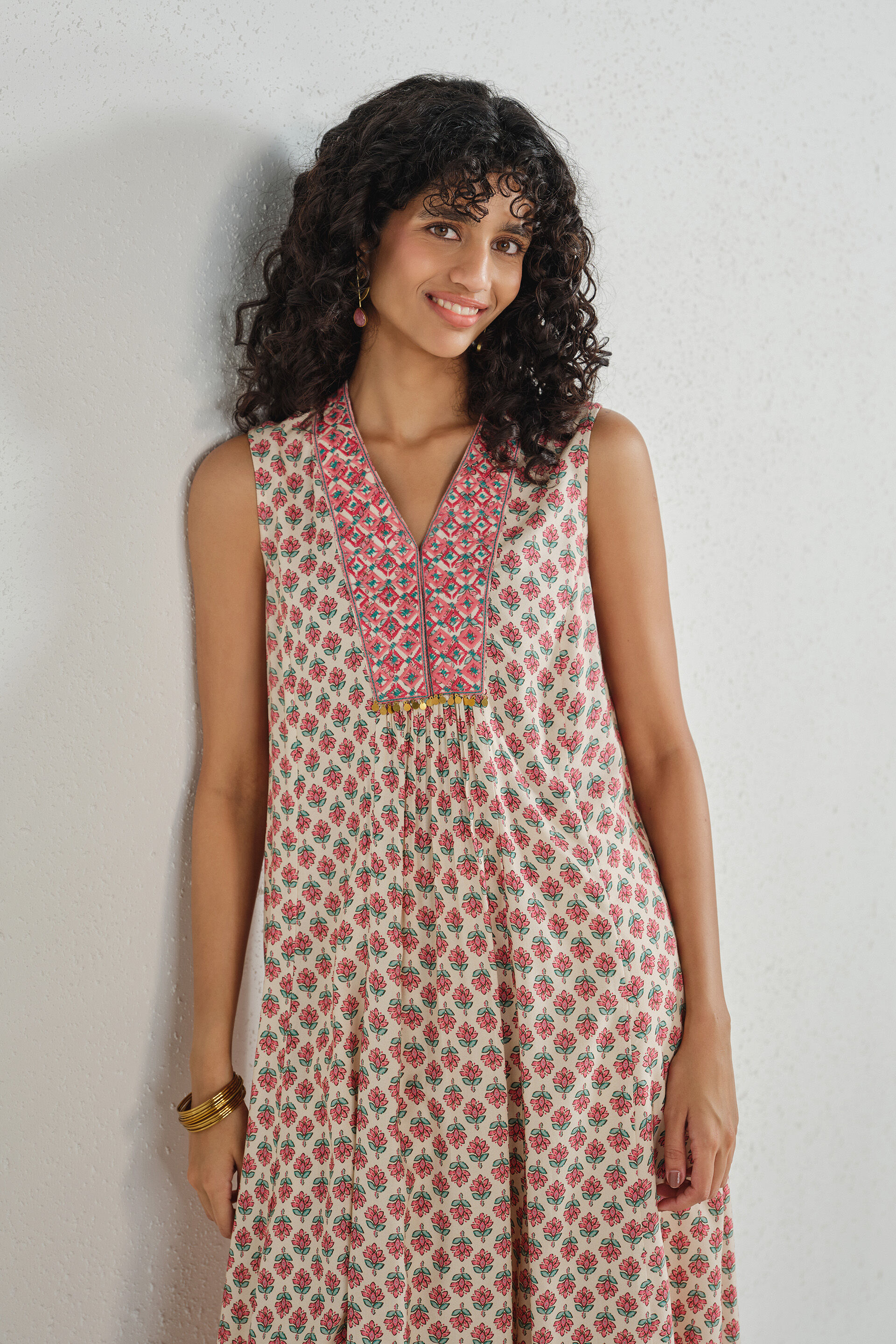 Pleated Pink Kurta, Off White, image 2